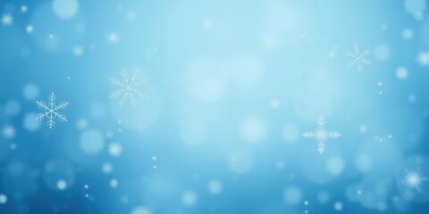 Fototapeta premium Abstract Blue Background With Delicate White Snowflakes Falling In A Wintery Setting