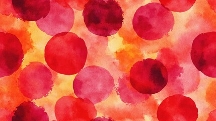 Seamless splash tie pattern featuring crimson tie dye circles on a vibrant red background ideal for festive watercolor Thanksgiving designs