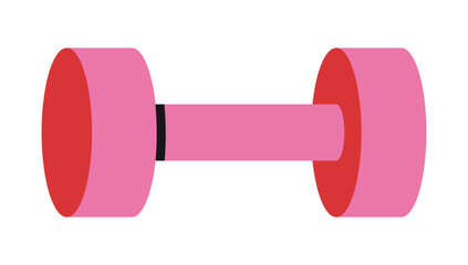 Pink dumbbell for strength training, concept of sport and healthy lifestyle. Vector illustration isolated on white background, hand drawn, flat design
