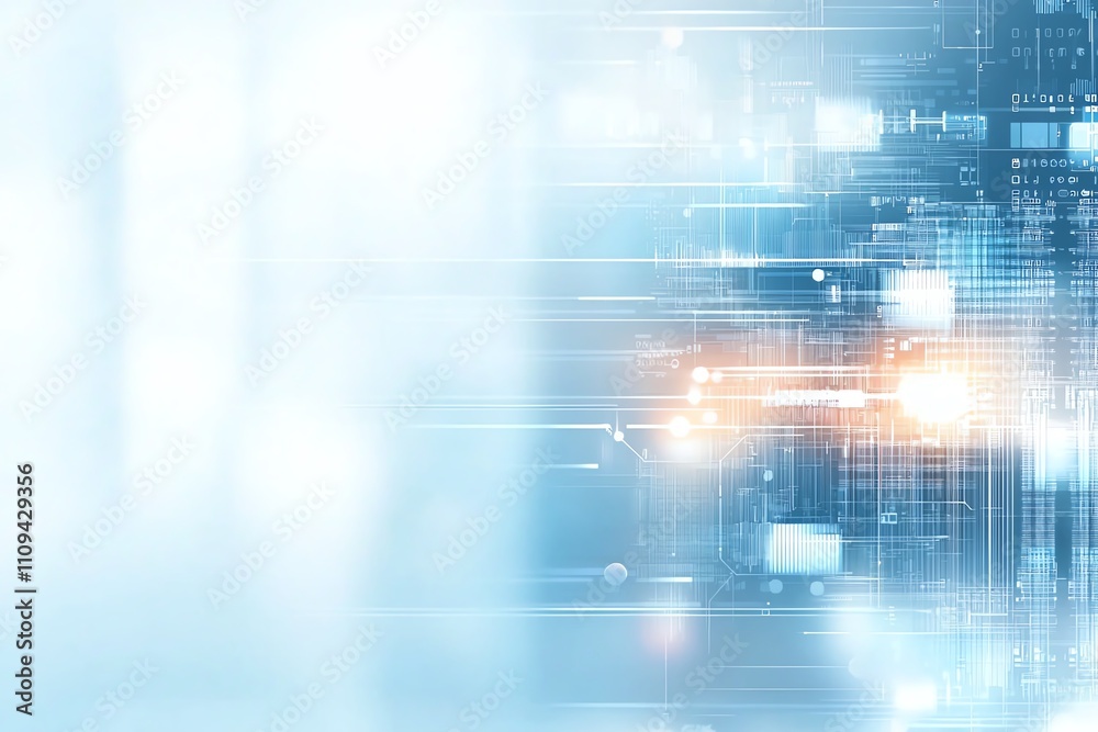 Poster futuristic digital background showcasing abstract technology concepts. blurred lights and intricate 