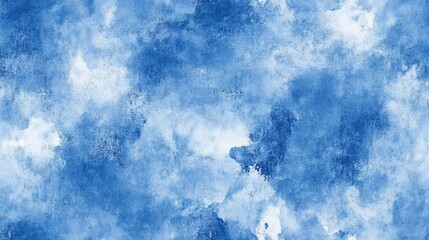 Obraz premium Blue watercolor background featuring artistic splashes seamless pattern design for textiles and wallpapers