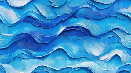 Obraz premium Colorful blue wavy texture seamless pattern abstract acrylic art design