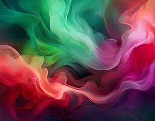 Obraz premium vibrant smoky abstract background blending green, red, and purple hues with flowing textures, perfect for artistic and dynamic visuals