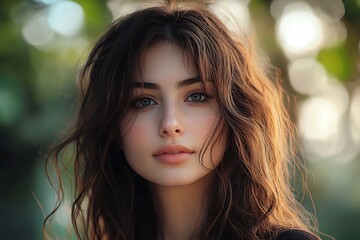 Naklejka premium Young Asian Model Candid Outdoor Portrait Elegant Shoulders, Blush Glow