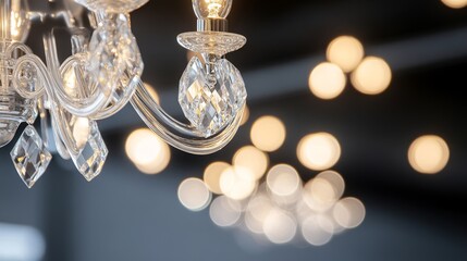 A chandelier with a crystal ball hanging from it