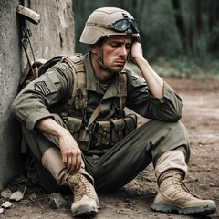 an exhausted soldier