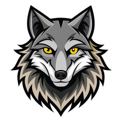 a wolf head on white background