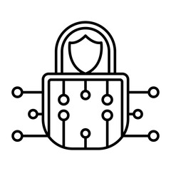 Cyber Protection Vector Line Icon Design