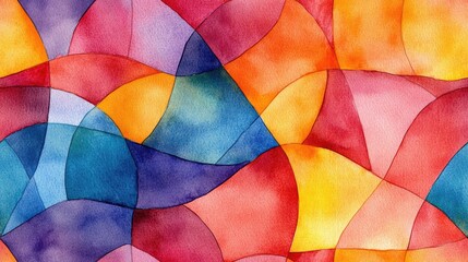 Fototapeta premium Abstract kaleidoscope watercolor pattern featuring geometric shapes and vibrant colors perfect for textile design and modern art applications