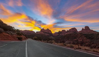 Gardinen Canyon Highway 89 Leading Into Oak Creek Canyon In Sedona At Sunrise Time Fall 2024   © Ray Redstone