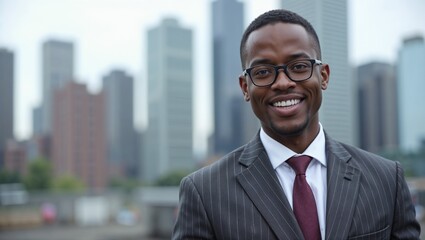 Fototapeta premium Young African American business consultant with glasses