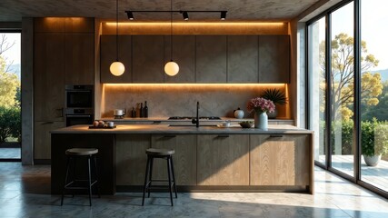 Modern Kitchen Interior - Deep Mood Lighting Design
