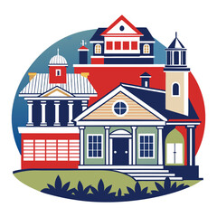 Naklejka premium american classic home and house designs