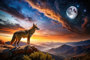 California Coyote Night Photography: Majestic Mountain Wildlife at Dusk