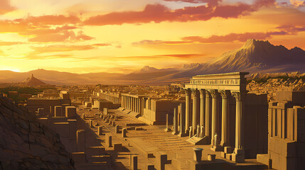 Obraz premium Persepolis at dusk: the grandeur of ancient persia. Zenith. Illustration