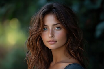 Fototapeta premium Young Woman Auburn Hair Golden Hour Outdoor Portrait