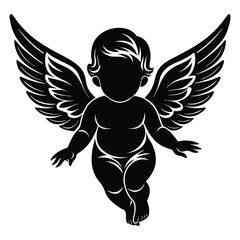Fototapeta premium baby angel silhouette vector illustration