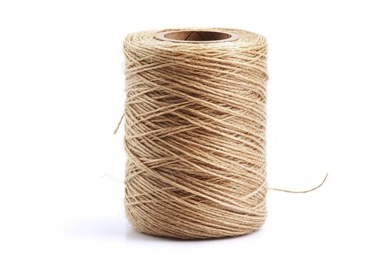 Brown twine spool isolated on white background.