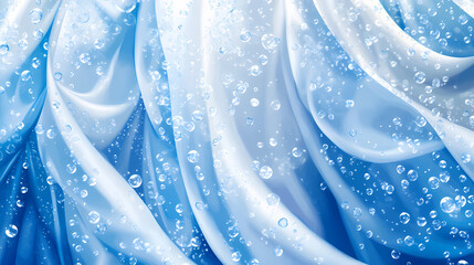 A tight shot of a blue-and-white backdrop adorned with water droplets at its zenith and nadir. Zenith. Illustration