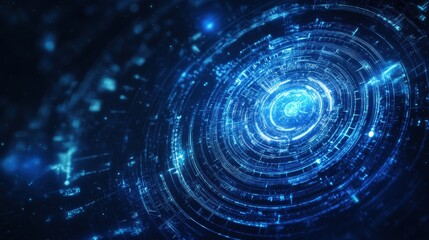 Futuristic Digital Abstract Background with Glowing Blue Circles
