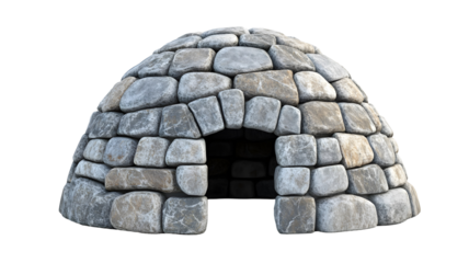 Stone igloo structure for shelter in cold climates.