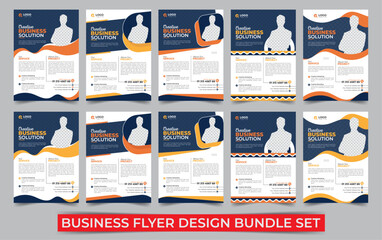 Yellow and red color corporate business flyer design bundle, 5 Item corporate business flyer, stylish layout, flyer, poster, magazine or brochure template design for your business.
