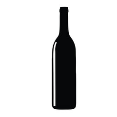 A bottle of wine is shown in black and white. The bottle is empty. The bottle is sitting on a white background