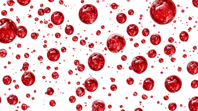 Red bubbles on a black background.
