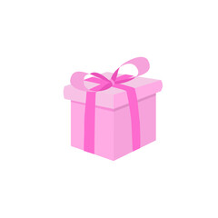 Pink gift box with ribbon vector