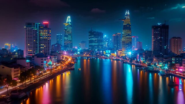 Amazing night view of Ho Chi Minh City