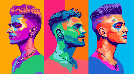 Obraz premium Colorful portraits of three gay men