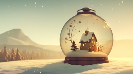 Naklejka premium Cozy Snow globe Warm Atmosphere