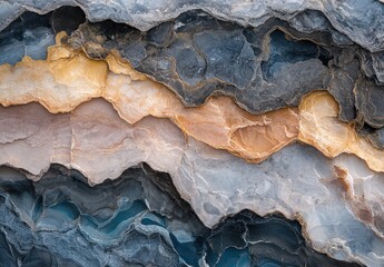 Obraz premium Abstract Geology Pattern of Colorful Stone Layers Showcasing Natural Mineral Textures and Unique Geological Features in Earth Tones