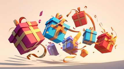 Fototapeta premium Colorful Gift Boxes Twirling
