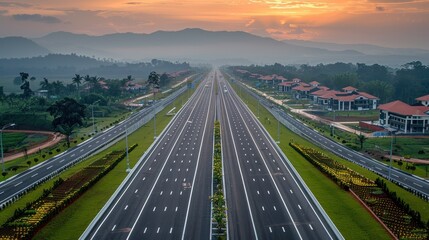 Fototapeta premium toll road or transportation route seen from above, highway road