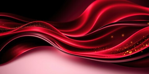 Obraz premium Abstract Red and Gold Swirling Flowing Design with Sparkle Effect