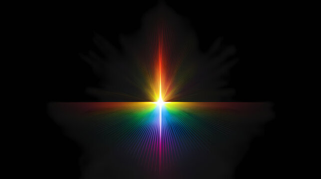 Abstract zenith spectrum and single point of light in dual monochrome and magenta retro light burst. Zenith. Illustration