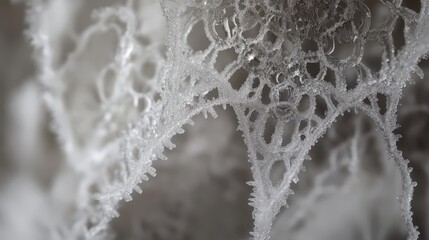 Naklejka premium Close-up of delicate, icy, crystalline structure.