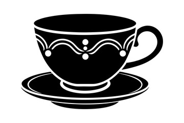 Delicate Teacup Silhouette Vector Illustration  Elegant Tea Cup Design