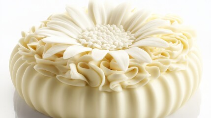Elegant White Daisy Cake Decoration on Bright Background