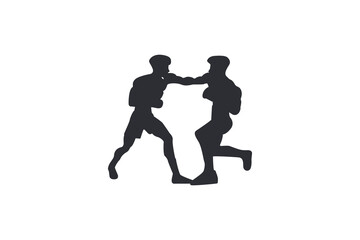 Two boxers in silhouette vector illustration isolated on white background.