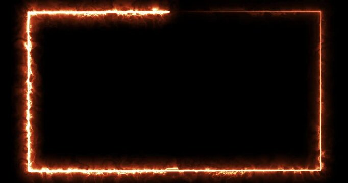 A glowing neon frame moving around the perimeter of a rectangular screen. Advertising frame.