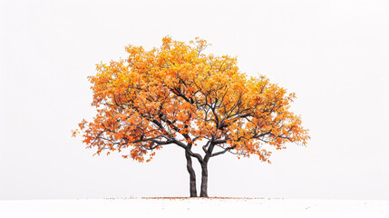 Isolated orange and yellow tree on white background