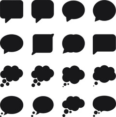 Set of Black Speech and Thought Bubble Icons