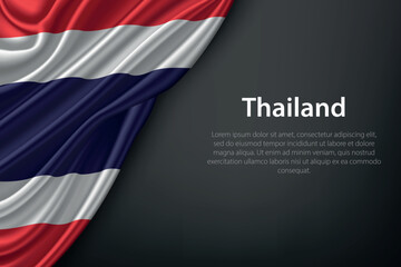 Waving Thailand Flag on Dark Background