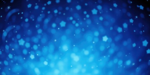 Abstract Blue Background with Glowing Stars and Snowflakes
