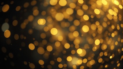 Abstract Background of Golden Bokeh Lights, Creating a Festive and Glamorous Visual Effect