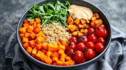 Colorful Plant-Based Buddha Bowl with Fresh Ingredients