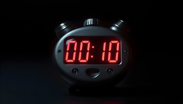 digital alarm clock on black background