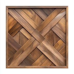 A wooden frame with leaves and a cross design